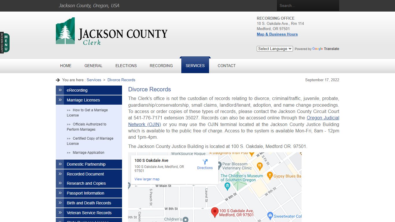 Clerk - Jackson County, Oregon > Services > Divorce Records